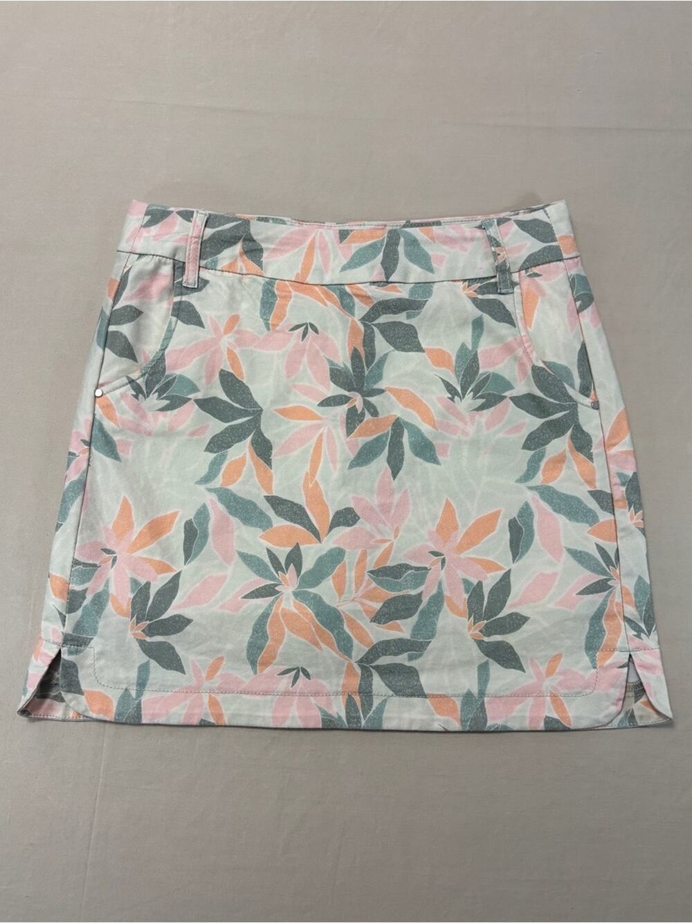 Tribal Botanical Print Mini Skort in Mint, Pink & Peach Size 6